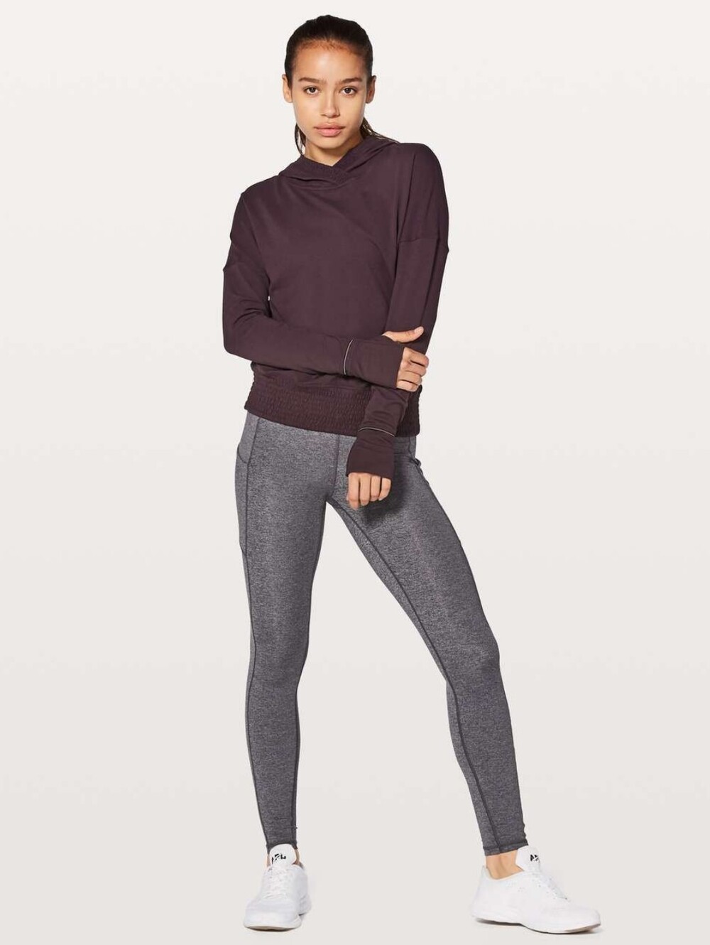 Lululemon Hoodie 4 Womens Black Cherry Lead The Pack Soft Stretchy Thumbholes